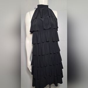 S.L.Fashions Womens Small  Dress Black,Beaded Strap, Sleeveless,Layered